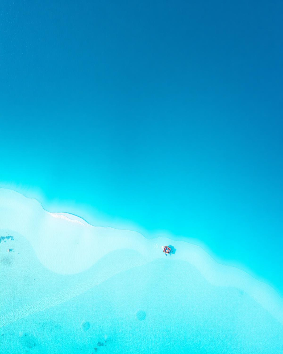 Aerial of a turquoise lagoon